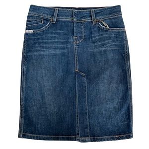 Tyler Skye by Villand Brighton Front-Slit Denim Skirt